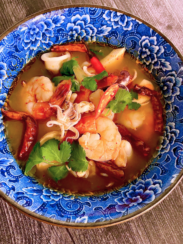 Tom Yum With Shrimp and Calamari