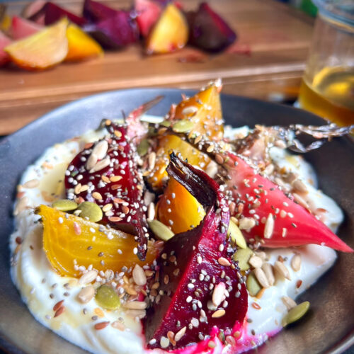 Beets Honey Yogurt and Grains