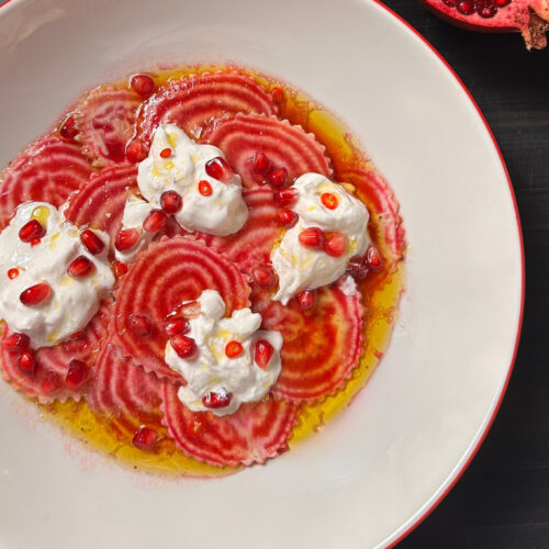 Candy Cane Beet Carpaccio