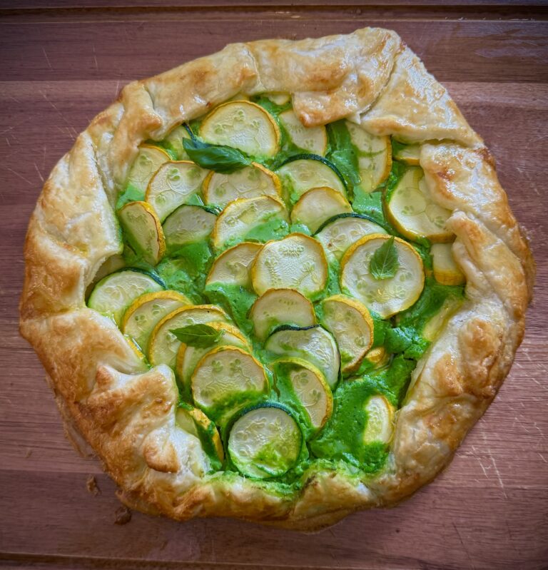 Spinach Basil Ricotta Zucchini Galette